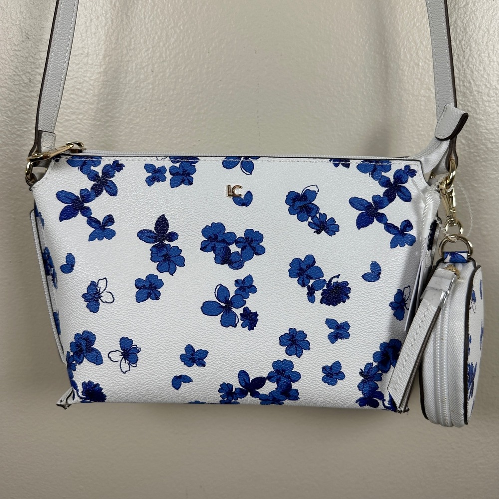 Liz Claiborne Women's Small Crossbody Bag Blue Floral White Karly 2 For 1 NEW